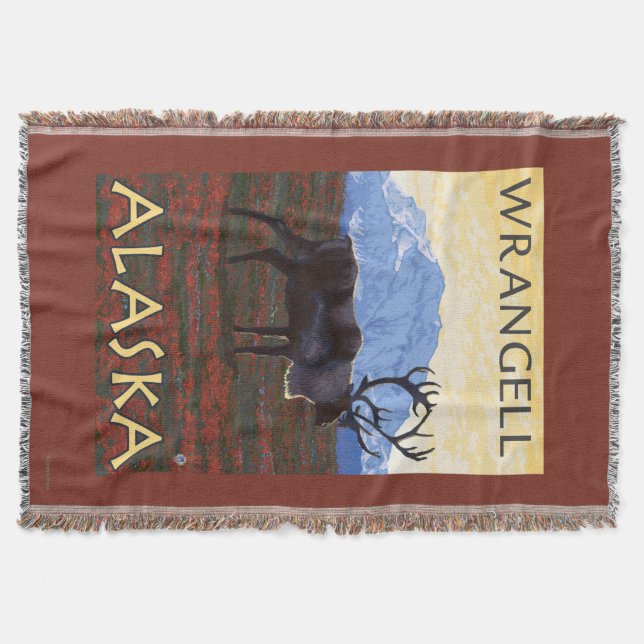 Caribou Scene - Wrangell, Alaska Throw Blanket (Front)