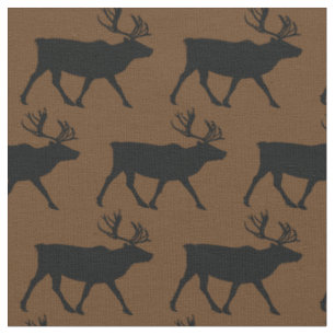 Caribou Silhouettes Brown Fabric