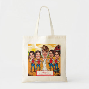 Caricature Bride Squad in Cowboy Boots Tote Bag