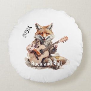 Caricature Cartoon Animal Fox A musical Round Cushion