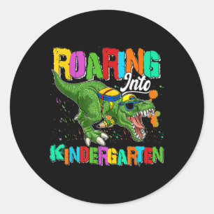 Caricature Dinosaur Kindergarten Boys Student Back Classic Round Sticker