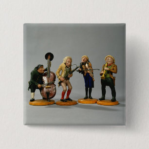 Caricature figurines of musicians 15 cm square badge