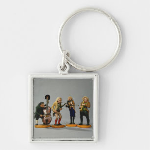 Caricature figurines of musicians key ring