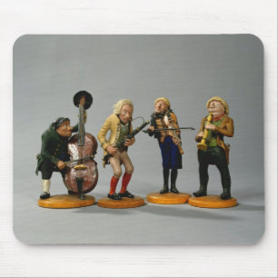 Caricature figurines of musicians mouse mat