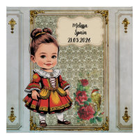 Caricature Girl dressed up in Vintage Spanish