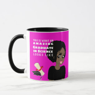 Caricature GRADUATE Gift Black Female Afro Cartoon Mug