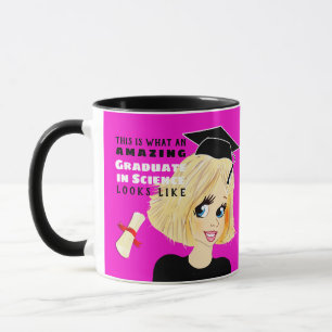 Caricature GRADUATE Gift  Female Blonde Bob Hair Mug