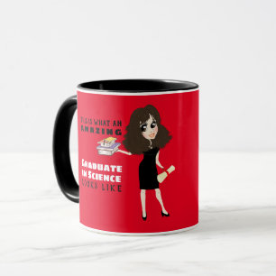 Caricature GRADUATE Gift Female Brunette Custom Mug