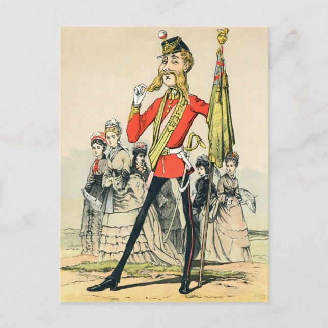 Caricature of a Victorian British Soldier Postcard (Front)
