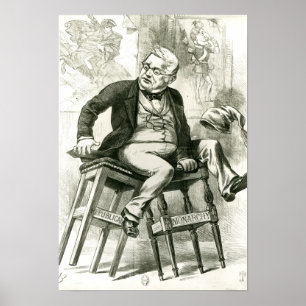 Caricature of Adolphe Thiers  between two Poster