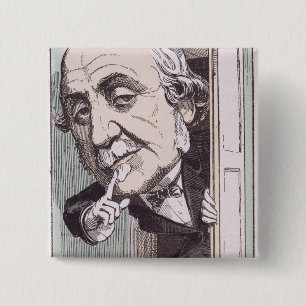 Caricature of Albert, Duc de Broglie 15 Cm Square Badge