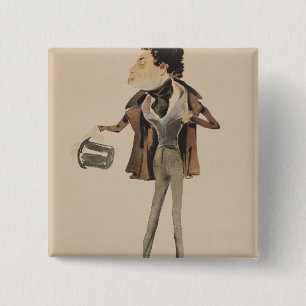 Caricature of Alexander Dumas Pere 15 Cm Square Badge