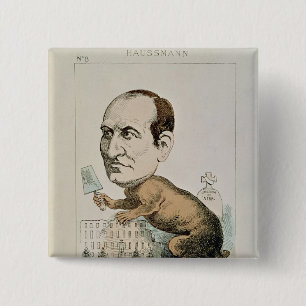 Caricature of Baron Georges Eugene Haussmann 15 Cm Square Badge