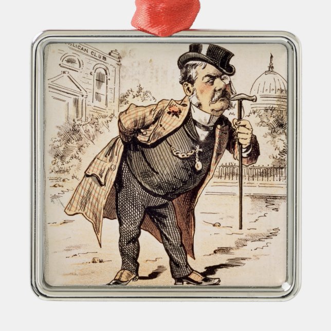 Caricature of Chester Alan Arthur, c.1883 Metal Tree Decoration (Front)