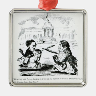 Caricature of Delacroix and Ingres Metal Tree Decoration