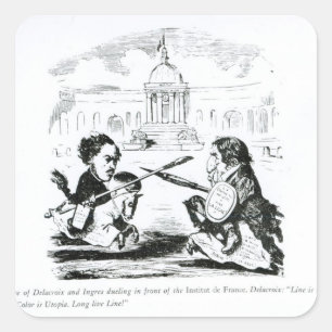 Caricature of Delacroix and Ingres Square Sticker