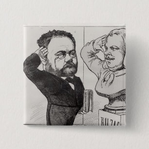 Caricature of Emile Zola 15 Cm Square Badge