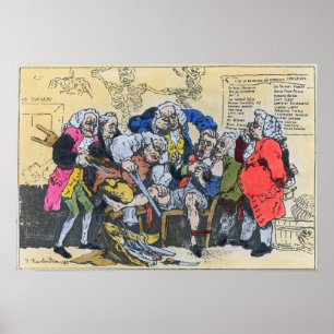 Caricature of Georgian Surgeons at work, 1793 Poster
