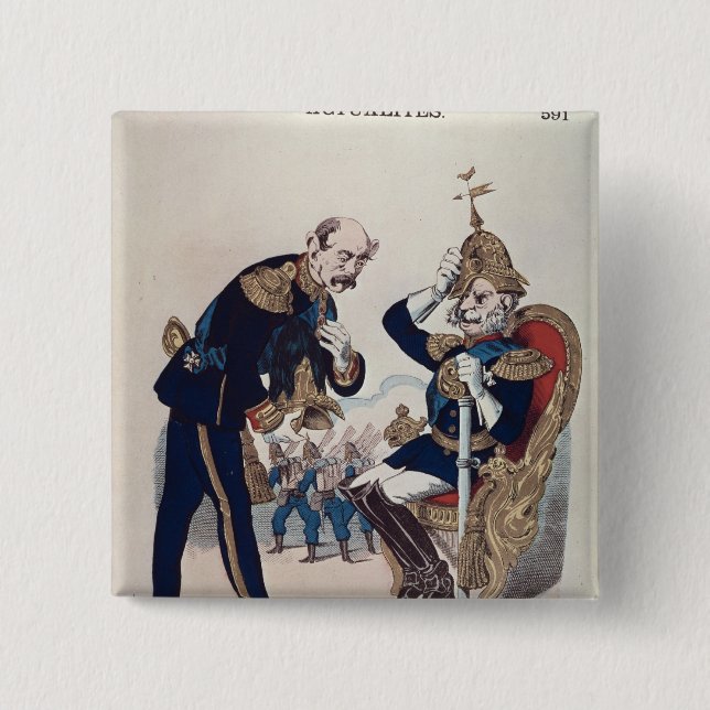 caricature of Kaiser Wilhelm  of Prussia 15 Cm Square Badge (Front)