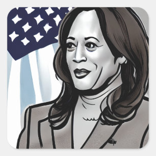 Caricature of Kamala Harris Political Square Sticker