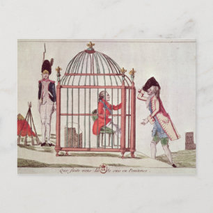Caricature of Louis XVI in a cage Postcard