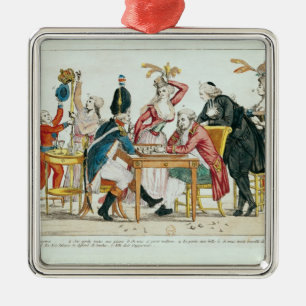 Caricature of Louis XVI playing chess Metal Tree Decoration