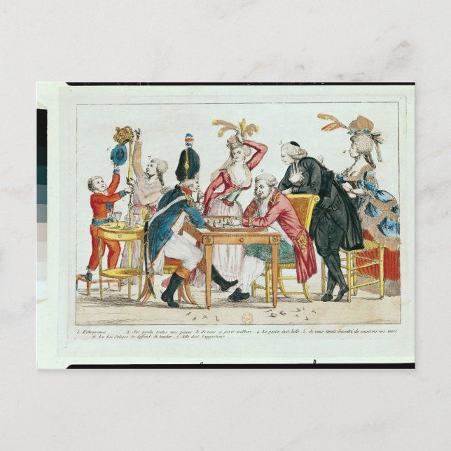 Caricature of Louis XVI  playing chess Postcard (Front)