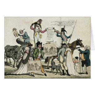Caricature of quack doctors offering vaccines