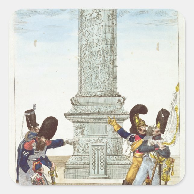 caricature of soldiers at the Colonne Vendome Square Sticker (Front)