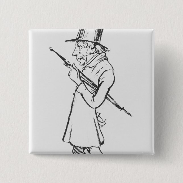 Caricature of Soren Aabye Kierkegaard 15 Cm Square Badge (Front)