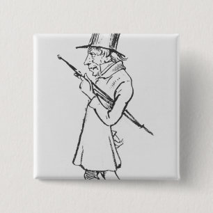 Caricature of Soren Aabye Kierkegaard 15 Cm Square Badge