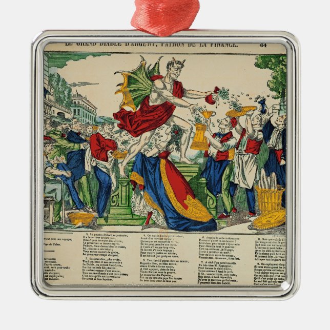 Caricature of the Demon of Money, 1860 Metal Tree Decoration (Front)