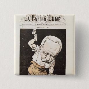 Caricature of Victor Hugo 15 Cm Square Badge