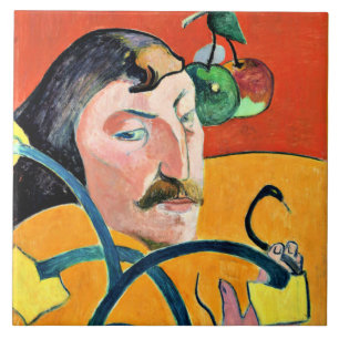 Caricature,  painting by Gauguin,  Tile
