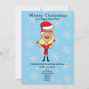 Caricature Santa Girl Business Holiday Card