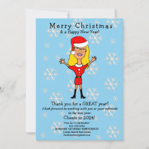 Caricature Santa Girl Dori 2 Holiday Card
