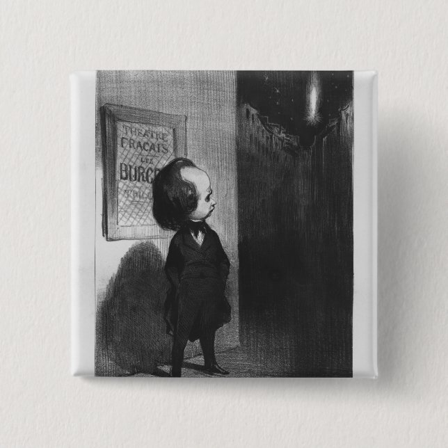 'Caricatures du jour', caricature of Victor Hugo 15 Cm Square Badge (Front)