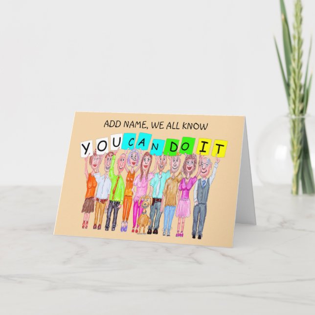 Caricatures of people encouraging card (Front)