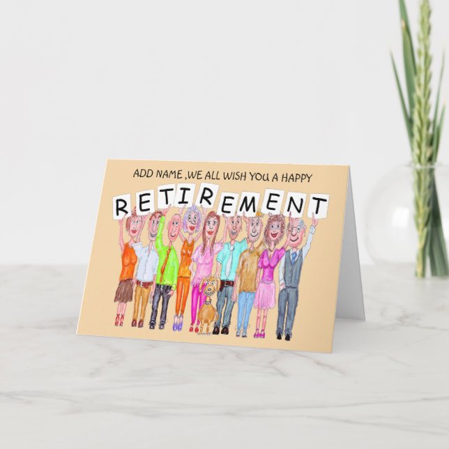 Caricatures of people wishing a happy retirement c card (Front)