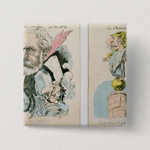 Caricatures of Victor Hugo  and Napoleon III 15 Cm Square Badge