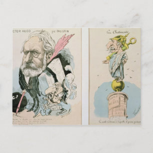 Caricatures of Victor Hugo  and Napoleon III Postcard