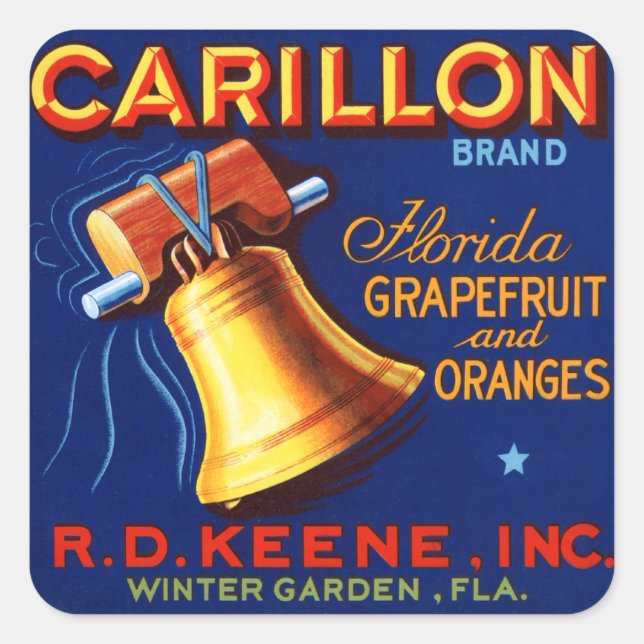 Carillon Brand Florida Grapefruit Square Sticker (Front)