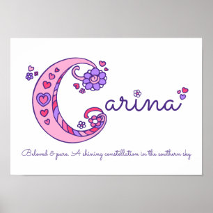 Carina initial C doodle heart art name meaning Poster