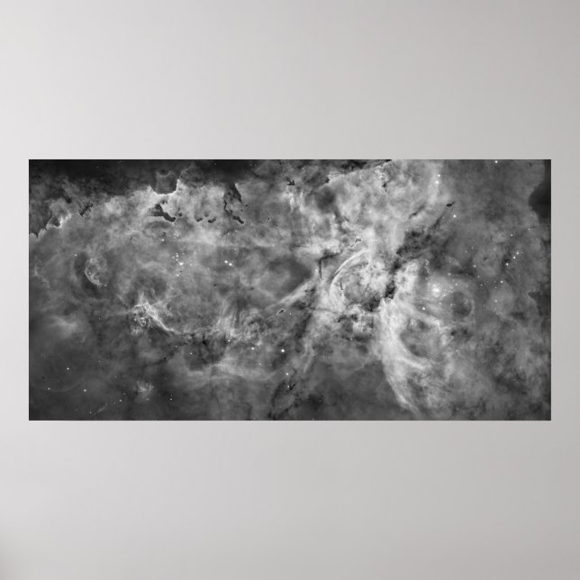 Carina Nebula: black and white Poster (Front)
