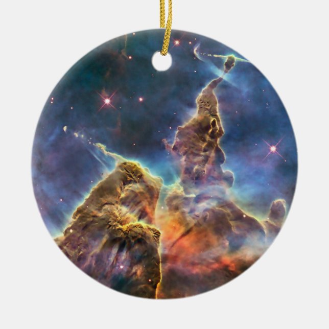Carina Nebula by the Hubble Space Telescope Ceramic Tree Decoration (Front)