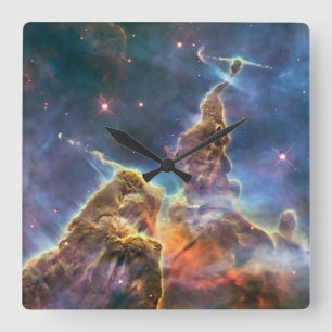 Carina Nebula by the Hubble Space Telescope Square Wall Clock
