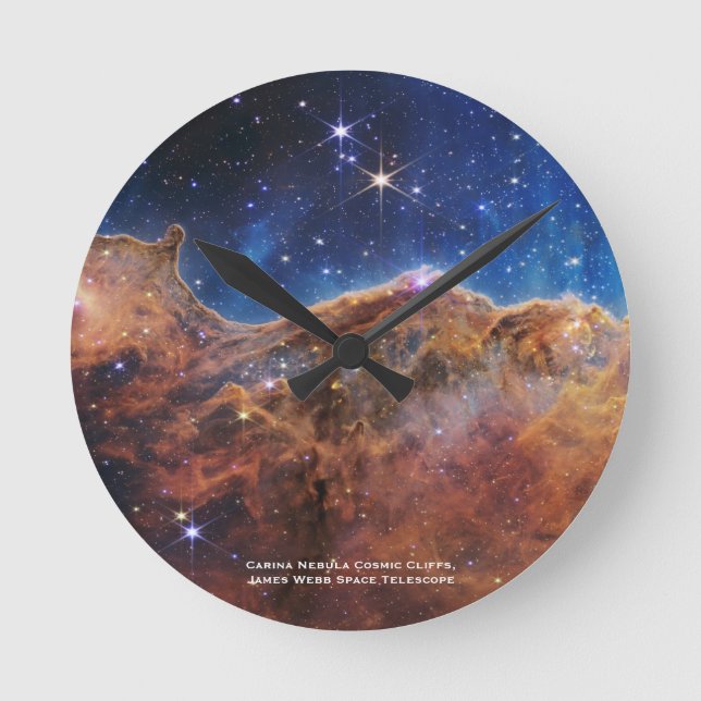 Carina Nebula Cosmic Cliffs James Webb Hi-Res Round Clock (Front)
