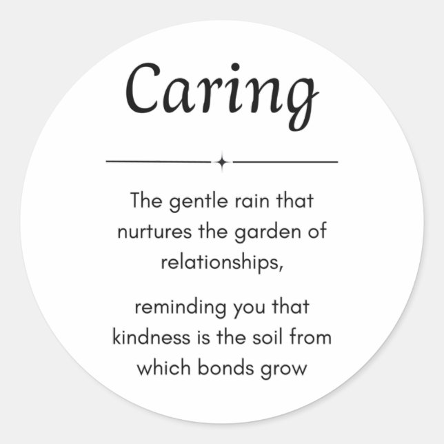 Caring Definition Minimalist Sticker - Black White (Front)