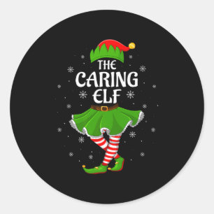 Caring Elf Christmas Family Girls Women Elf Squad Classic Round Sticker