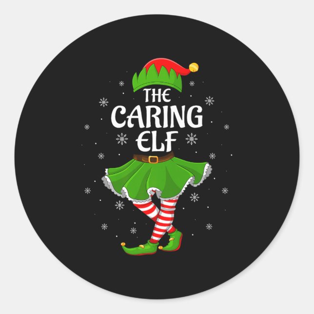 Caring Elf Christmas Family Girls Women Elf Squad  Classic Round Sticker (Front)